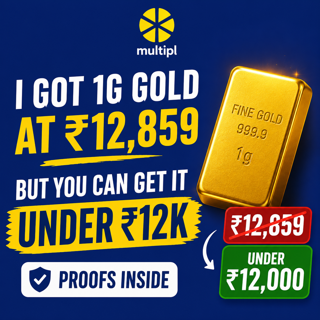 I Got 1g Gold under ₹13,000 with Multipl App (Not a Clickbait, Proofs Inside) Thumbnail